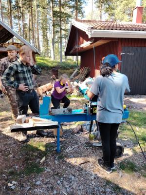 Volunteers doing wood work Photo